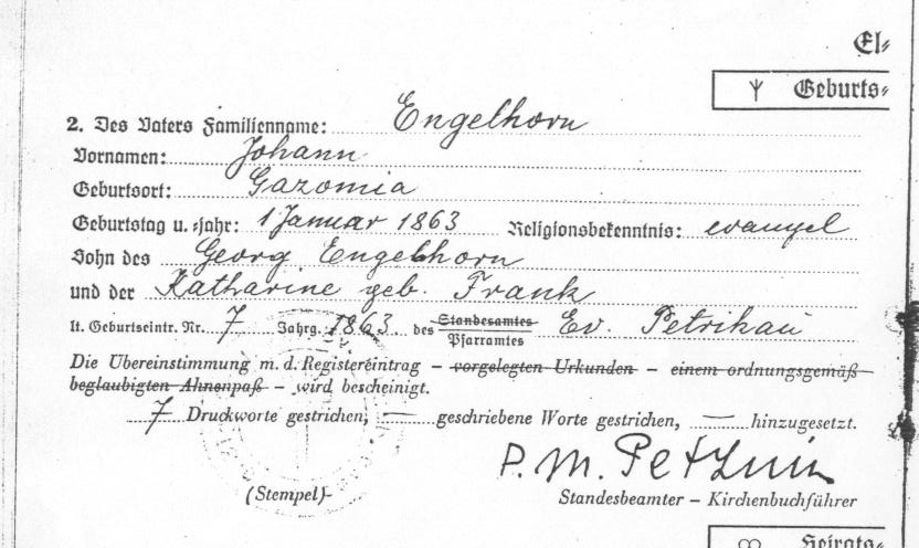 Geburtsbescheinigung